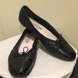 Paul Mayer quilted flat ballet slip on shoe patent leather tip (see size chart)